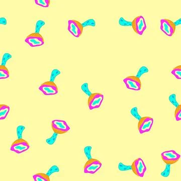 Seamless pattern groovy neon mushroom with vibrant colors Stock Illustration