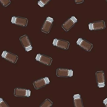Seamless pattern ground coffee soluble cartoon vector Stock Illustration
