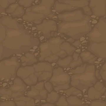 Seamless pattern ground with stones, brown soil texture for wallpaper. Stock Illustration