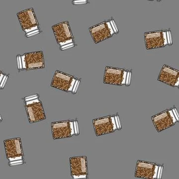 Seamless pattern grounds coffee jar cartoon vector Stock Illustration