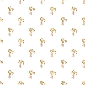 Seamless pattern with growing plant seedlings and roots Stock Illustration