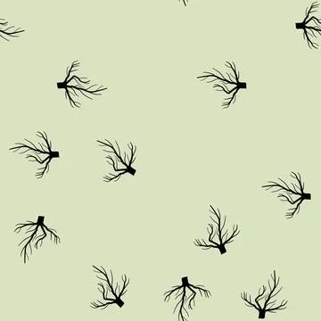 Seamless pattern growth tree root cartoon vector Stock Illustration