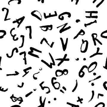 Seamless pattern with grunge black hand drawn alphabet Stockillustratie