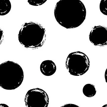 Seamless pattern with grunge circles hand painted with ink Stock Illustration