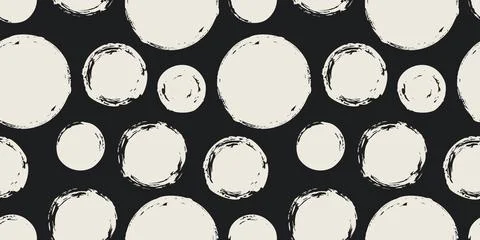 Seamless pattern with grunge circles hand painted with ink Stock Illustration