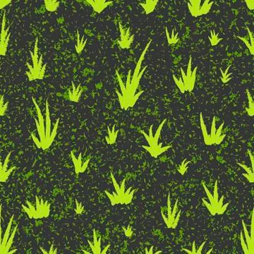 Seamless pattern with grunge grass pattern. Hand drawing grass and noise Illustrazione stock