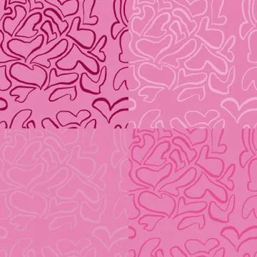 Seamless pattern with grunge hearts. Ink illustration. Vector pink background. 스톡 일러스트