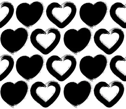 Seamless pattern with grunge hearts on white background. Stock Illustration