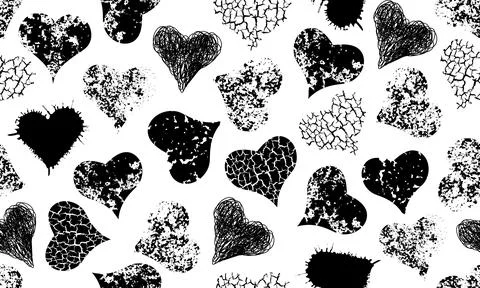 Seamless pattern of grunge hearts for wrapping paper or fabric. Vector illu.. Stock Illustration