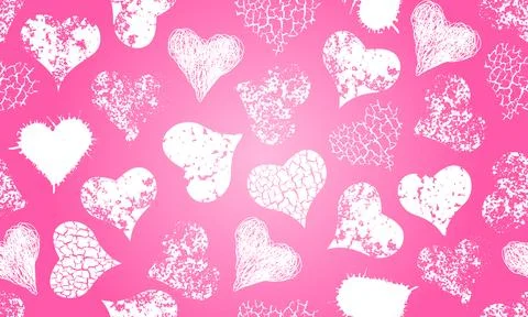 Seamless pattern of grunge hearts for wrapping paper or fabric. Vector illust イラスト素材