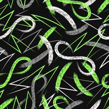 Seamless pattern with grunge paint brush strokes. Illustrazione stock