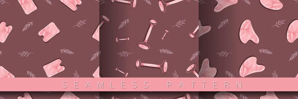 Seamless pattern with Gua Sha scraping Massage tool. Иллюстрация
