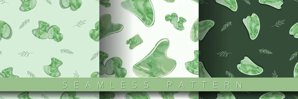 Seamless pattern with Gua Sha scraping Massage tool. Stock Illustration