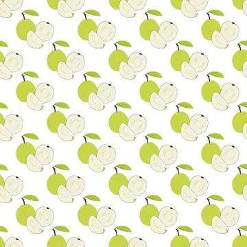 Seamless pattern of guava fruit on white background. Stock Illustration