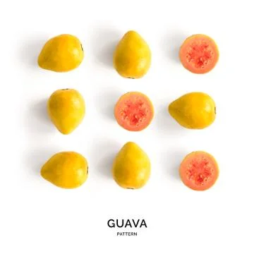 Seamless pattern with guava. Guava on the white background. Stock Photos