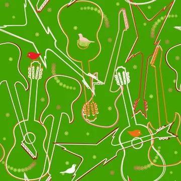 Seamless pattern with guitars Stock Illustration