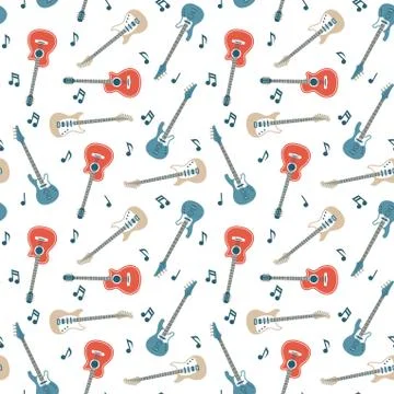 Seamless pattern guitars Stock Illustration