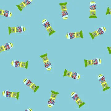 Seamless pattern gum bubblegum machine cartoon vector Stock Illustration