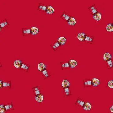 Seamless pattern gum bubblegum machine cartoon vector Stockillustratie