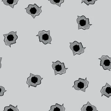 Seamless pattern gun bullet hole cartoon vector Stock Illustration