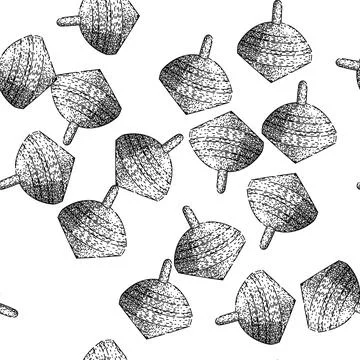 Seamless pattern gyroscope spinning top sketch hand drawn Stock Illustration