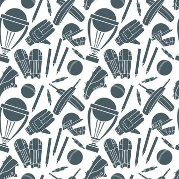 Seamless pattern with h cricket game elements Stock Illustration