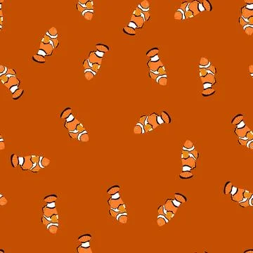 Seamless pattern habitat clown fish cartoon vector Illustrazione stock