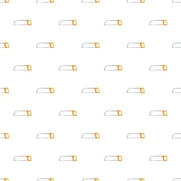 Seamless pattern of hacksaw hand tools on white background Stock Illustration