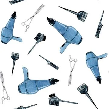 Seamless pattern with hairdressing tools Stock Illustration