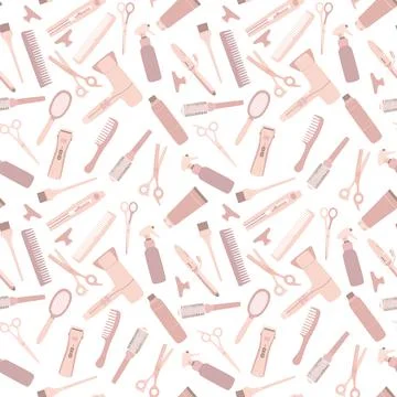 Seamless pattern with hairdressing tools Stock Illustration