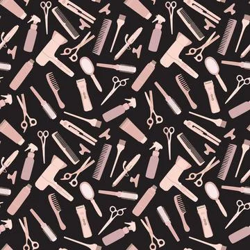 Seamless pattern with hairdressing tools Stock Illustration