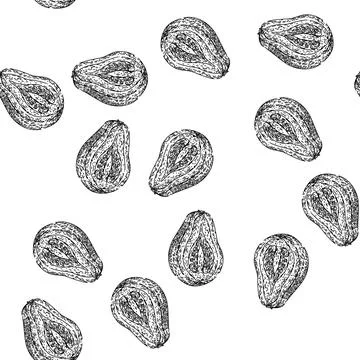 Seamless pattern half guava fruit sketch hand drawn Illustrazione stock
