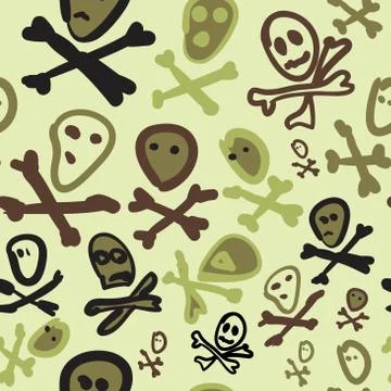 Seamless pattern on a Halloween bones theme in shades of green Stock Illustration