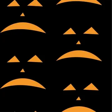 Seamless pattern with halloween carved jack faces silhouettes on black backgr Stock Illustration