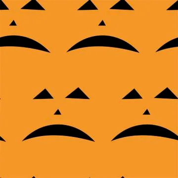 Seamless pattern with halloween carved jack faces silhouettes on black backgr Stock Illustration