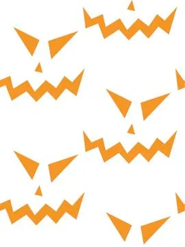 Seamless pattern with halloween carved jack faces silhouettes on black backgr Stock Illustration