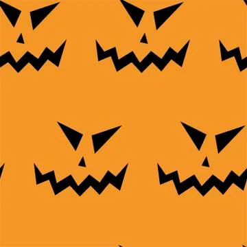 Seamless pattern with halloween carved jack faces silhouettes on black backgr Illustrazione stock