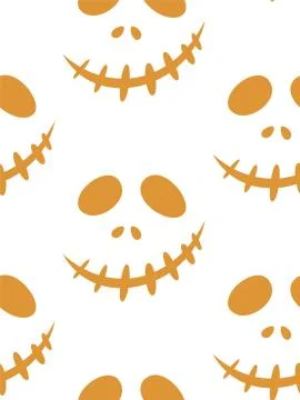 Seamless pattern with halloween carved jack faces silhouettes on black 스톡 일러스트