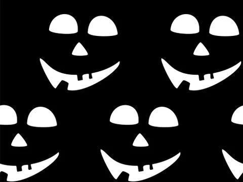 Seamless pattern with halloween carved jack faces silhouettes on black Illustrazione stock