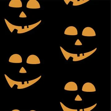 Seamless pattern with halloween carved jack faces silhouettes on black Illustrazione stock