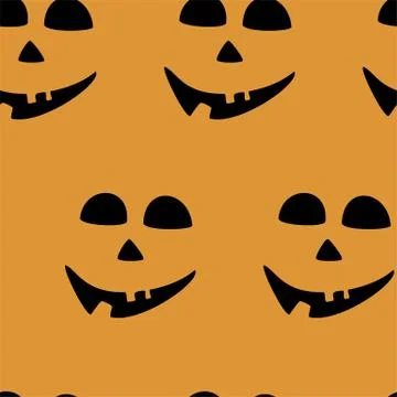 Seamless pattern with halloween carved jack faces silhouettes on black Illustrazione stock