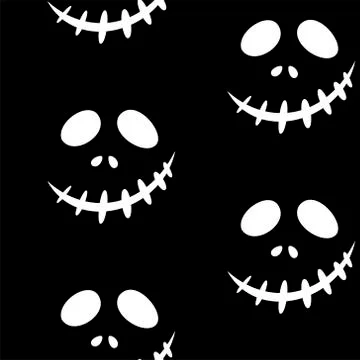 Seamless pattern with halloween carved jack faces silhouettes on black イラスト素材