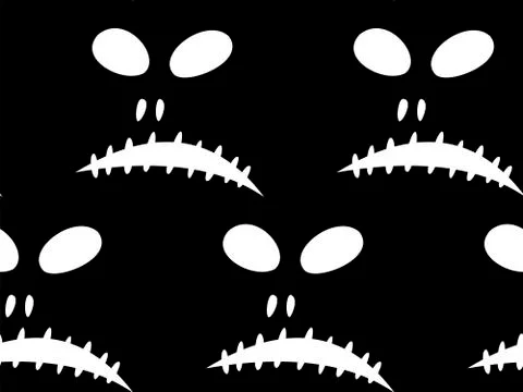 Seamless pattern with halloween carved jack faces silhouettes on black Illustrazione stock