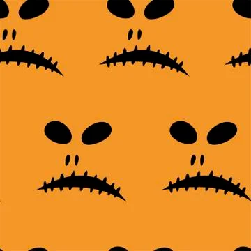 Seamless pattern with halloween carved jack faces silhouettes on black Illustrazione stock