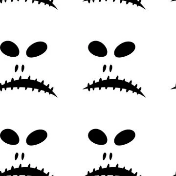 Seamless pattern with halloween carved jack faces silhouettes on black イラスト素材