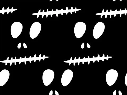 Seamless pattern with halloween carved jack faces silhouettes on black Stock Illustration