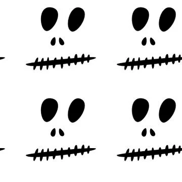 Seamless pattern with halloween carved jack faces silhouettes on black イラスト素材