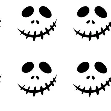 Seamless pattern with halloween carved jack faces silhouettes on black Stock Illustration