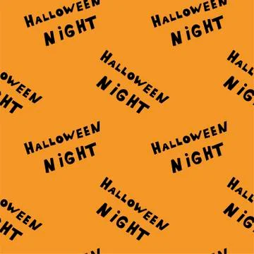 Seamless pattern with halloween carved jack faces silhouettes on black Stock Illustration