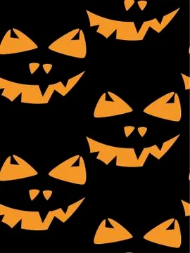 Seamless pattern with halloween carved jack faces silhouettes on black Illustrazione stock